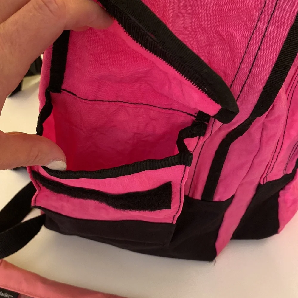 Pink Backpack w/ Black Accent Dual Zippers Holds All Washable Barbiecore Y2K